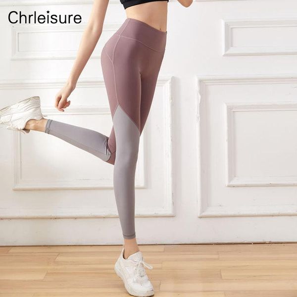 

women's leggings chrleisure women seamless sport high waist hip lift patchwork fitness gym training clothing female workout, Black