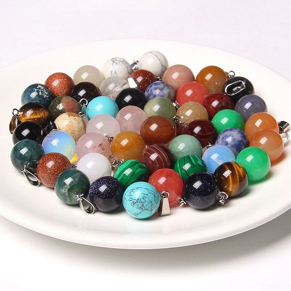 

fashion natural stone crystal ball charms pendants pendulum column agates for jewelry making diy necklace reiki healing, Bronze;silver