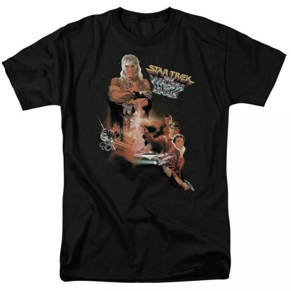

star trek wrath of khan movie t shirt licensed sci-fi movie classic tee black, White;black