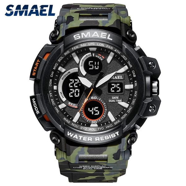 

wristwatches fashion men sport casual military waterproof watch dual display analog digital led electronic luminous wrist watches, Slivery;brown