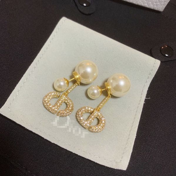 

diamond studded pearl earrings women's s925 silver needle non allergic fashion versatile fine jewelry discount