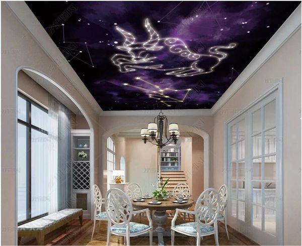 

3d ceiling murals wallpaper custom p purple dream night sky taurus constellation living room home decor 3d wall murals wallpaper for walls 3