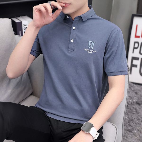 

men's polos shirts summer fashion shirt short-sleeved cotton casual printed business xx5t, White;black