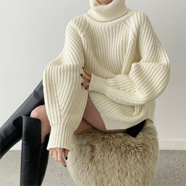 

women's sweaters fashion turtleneck women jumpers casual long sleeve loose solid female knitting pullovers 2021 autumn winter, White;black