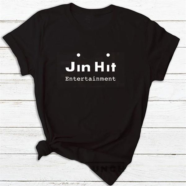 

jinhit entertainment kpop t-shirt women fashion cotton short sleeve tshirt feminina letter printed women's t-shirts 210322, White
