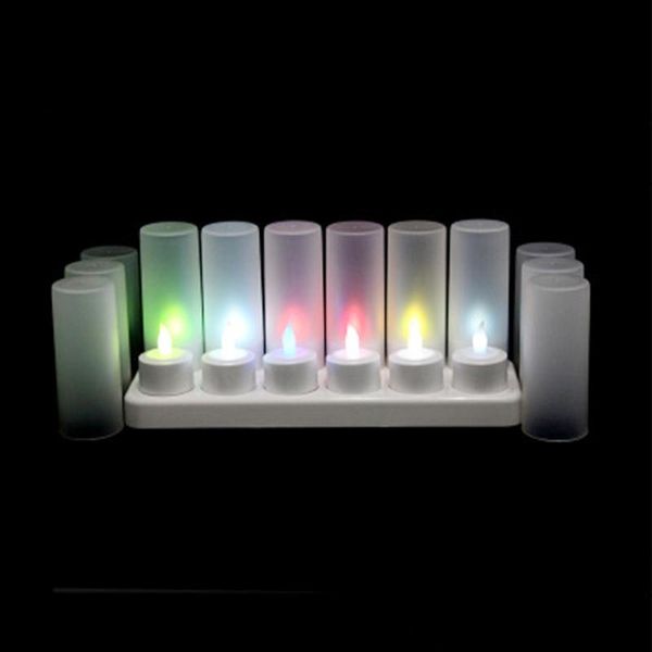 

12pcs candle shape led night light lamp charging colorful party waterproof multicolor simulation for ceremony candles