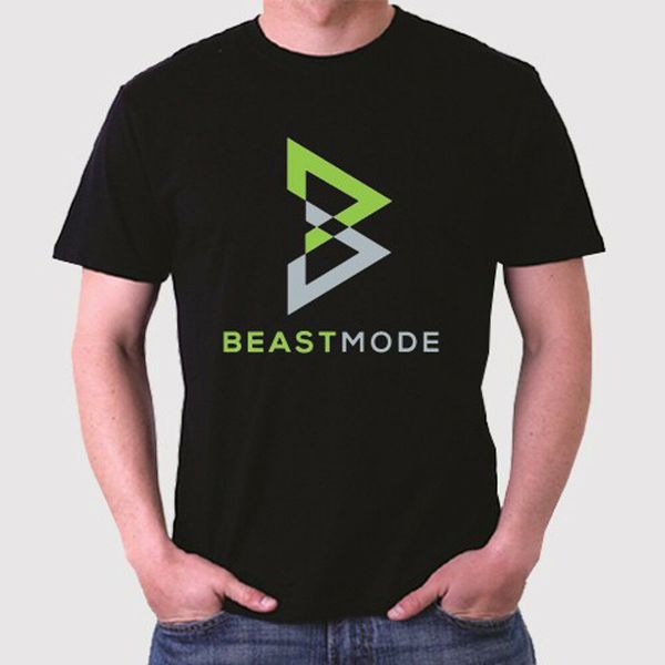 

New Marshawn Lynch Beast Mode Logo Men's Black T-Shirt Size S to 3XL, White;black