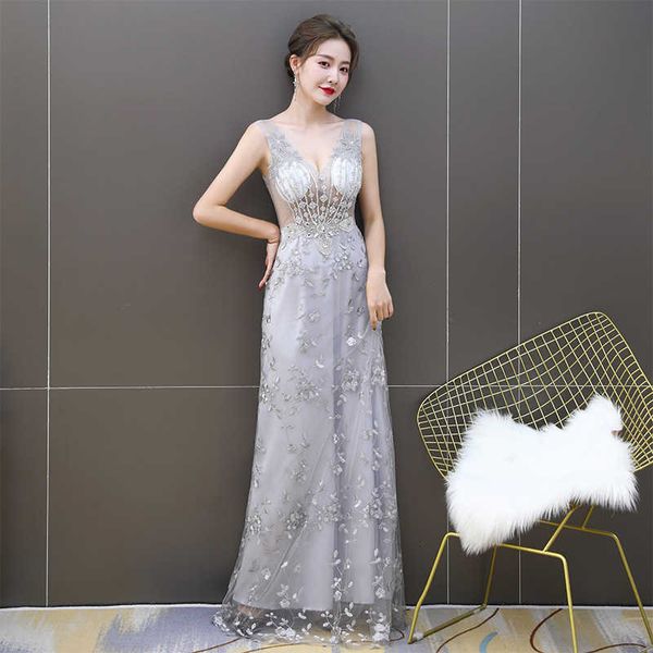 

luxury prom dresses evening 2021 deep v-neck nightclub model auto show ktv tooling perspective long style, Black