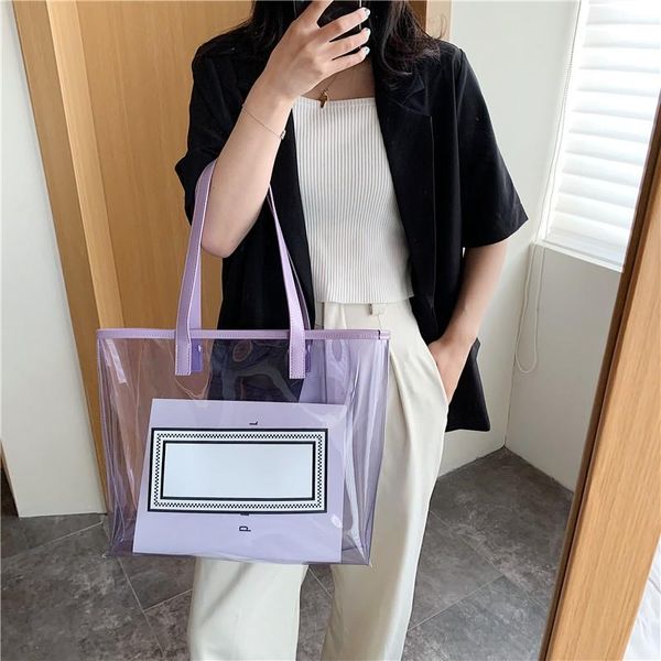 

duffel bags trendy ladies transparent handbag shoulder bag fashion casual large capacity travel shopping beach