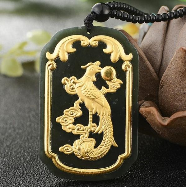 

lockets 3d gold inlay and tian yu long phoenix pendant h48#, Silver