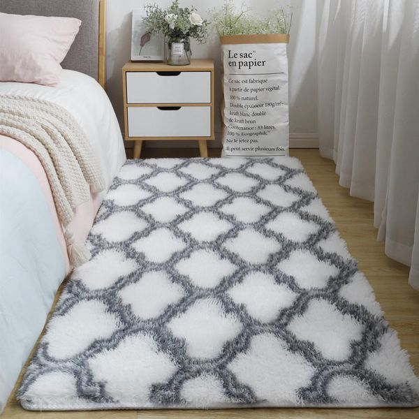 

carpets shaggy tie-dye carpet printed plush floor geometric pattern hemming soft fluffy mats bedroom living room decor rug