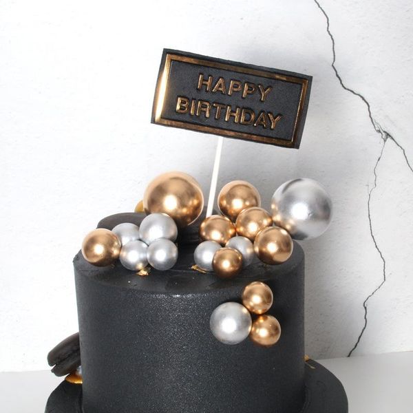 

other festive & party supplies 10pcs/lot gold silver ball pink happy birthday cake ers ins style wedding baby shower baking flag dec