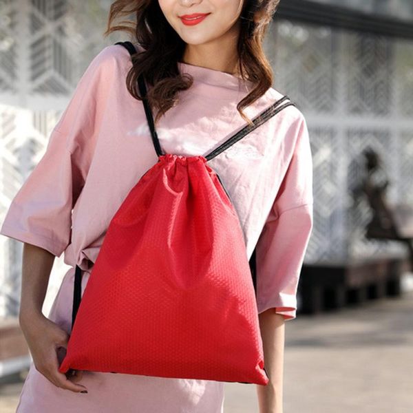 

outdoor bags sports drawstring bag shoulder pull waterproof nylon fabric backpack