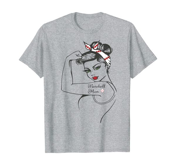 

rosie riveter baseball mom strong mothers day gift t-shirt, White;black