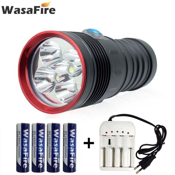 

underwater led diving torch xm-l2 3-mode waterproof dive lantern 10000lm scuba with 18650 battery+charger for hunting flashlights torches