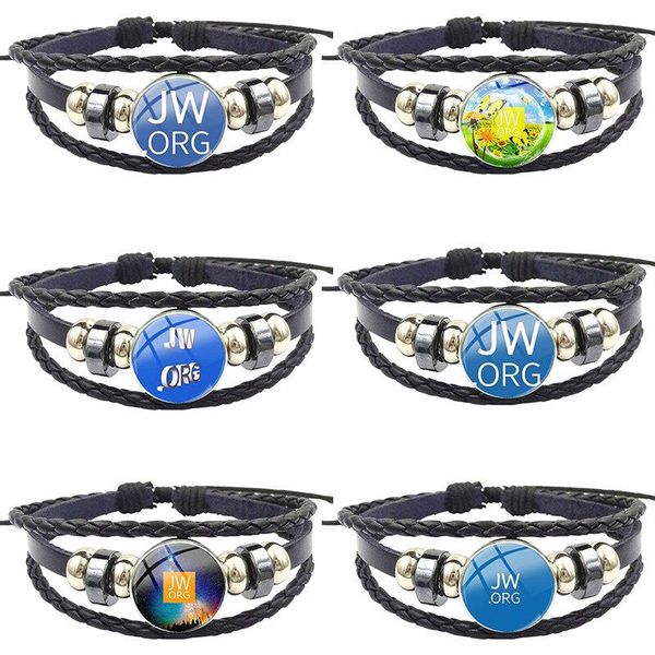 

charm bracelets jw org for women party gift fashion glass stone surface black leather bracelet bangle statement jewelr, Golden;silver