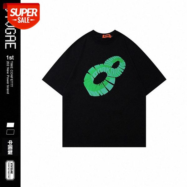 

vivgae men's short-sleeved street loose flow personality letter printing couples half-sleeved t-shirt #gl7o, White;black