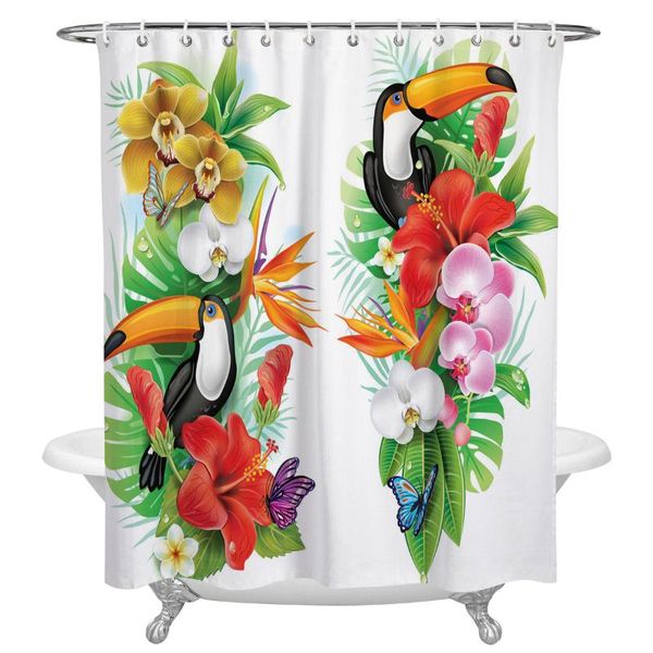 

shower curtains animal warbler bird tropical flower leaf butterfly curtain waterproof polyester fabric home decor