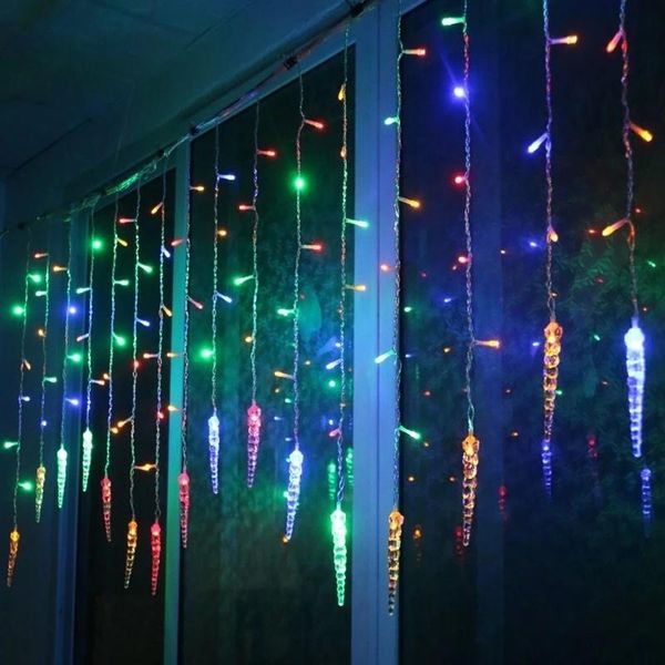 

garland year christmas lights festoon 3.5m string curtain droop 0.4/0.5/0.6m ice cone led decoration for wall strings
