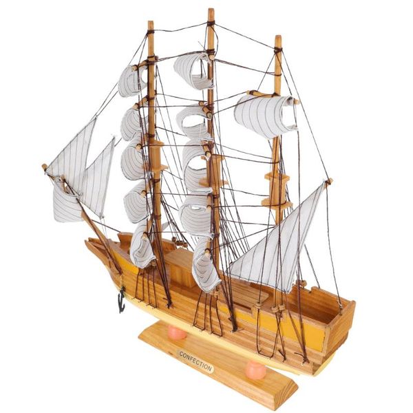 

1pc mediterranean sailboat model wooden sailing boat crafts deskornament garden decorations