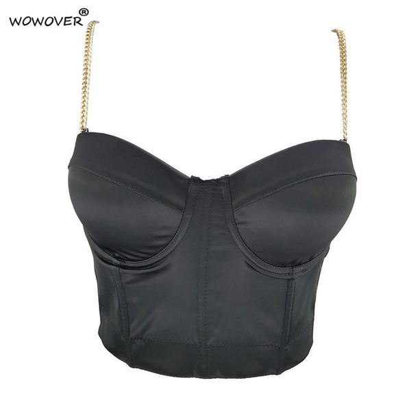 

summer night club crop chain strap women corset strapless solid party wedding camis vest push up bra women's tanks &, White