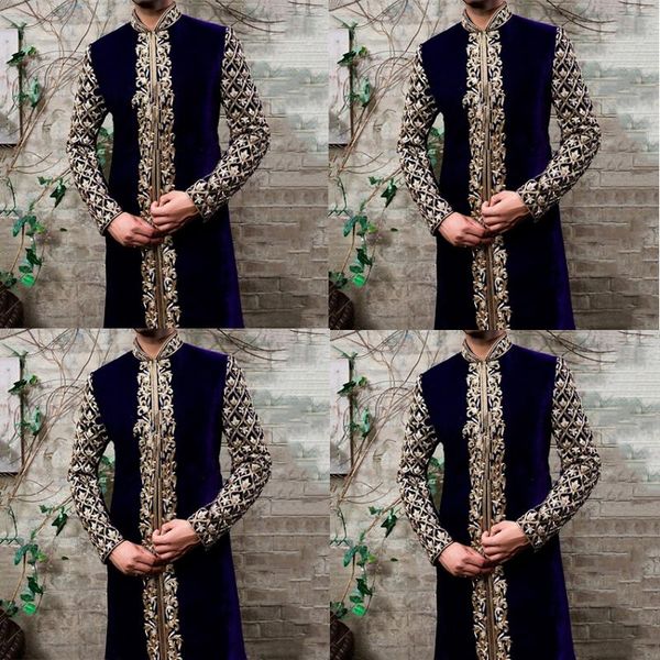 

ethnic clothing muslim fashion abaya men arabic clothes qamis man jubba thobe kaftan dress gold print modest islamic male, Red