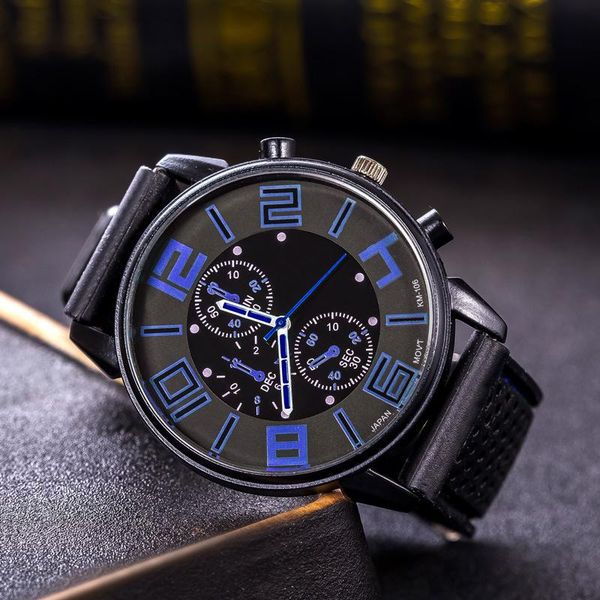 

wristwatches fashion casual men's watches silicone strap large number sports clock hours quartz watch wrist, Slivery;brown
