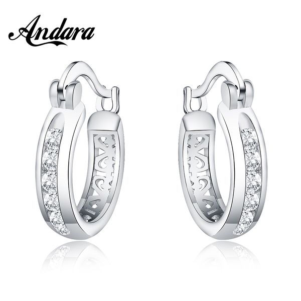 

fashion 925 silver zircon crystal round earrings woman glamour jewelry gift, Golden
