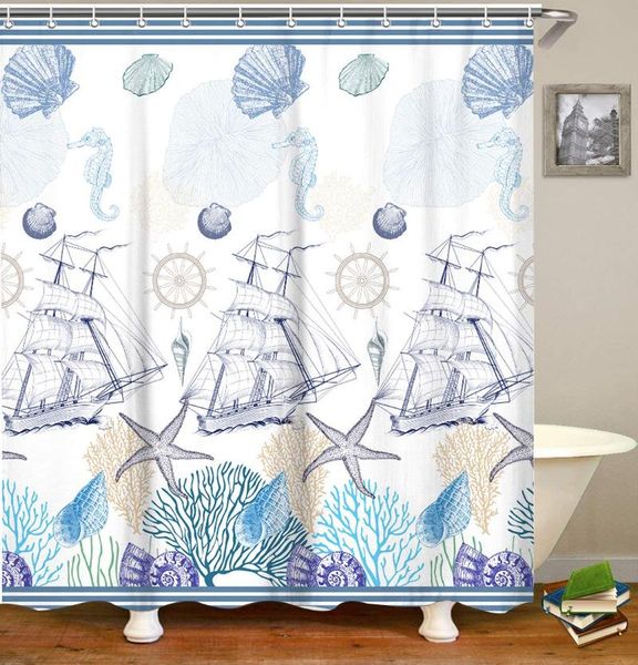 

shower curtains nautical curtain set with 12 hooks home decor s 70.8"x 70.8"