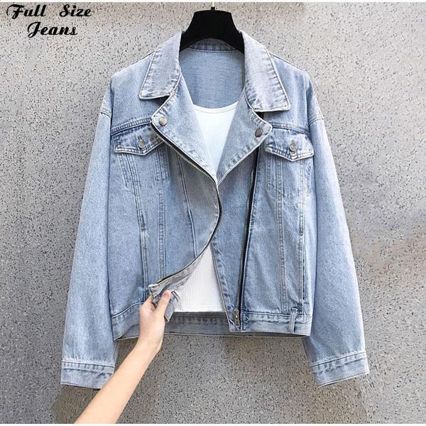 

plus size outerwear & coats streetwear boyfriend zipper bomber biker jeans jackets 4xl big breast women motorcycle denim jean jacket outwear, Black