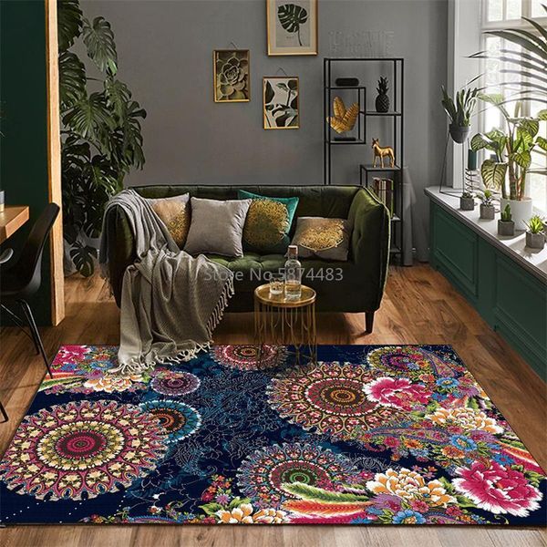 

carpets 200*300cm southeast asian bright red flowers mandala ethnic style kitchen living room bedroom bedside carpet floor mats