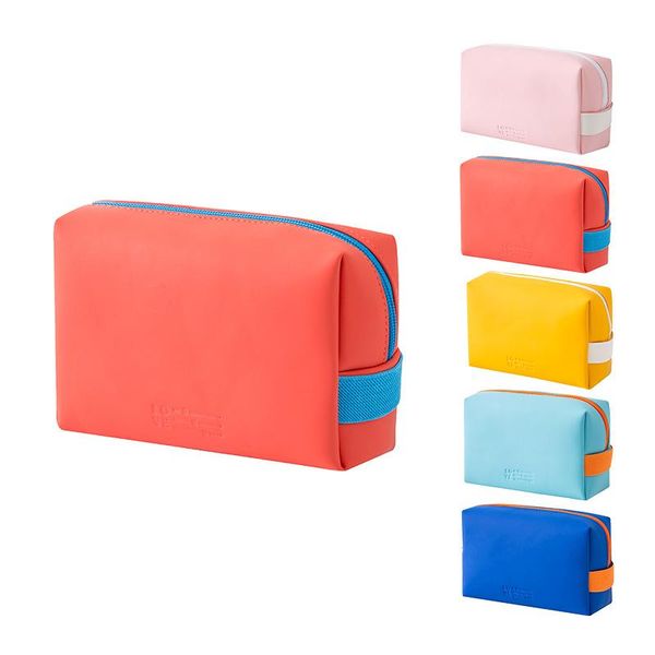 

solid color cosmetic bag pu hand holding storage mini bags & cases