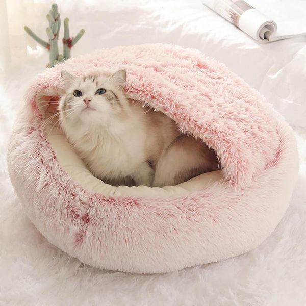 

kennels & pens fashion pet cat bed dog round soft plush winter warm cat's house donut cushion dogs cats nest 2 in 1 accessories