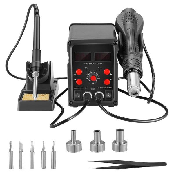 

professional heat guns 2 in 1 500w air gun lcd digital display welding rework station for cell-phone bga smd pcb ic repair solder iron haird
