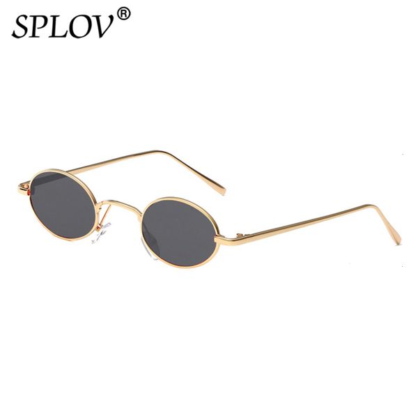 

small splov vintage oval steampunk men women brand designer metals sunglasses retro riding glass oculos de sol, Black