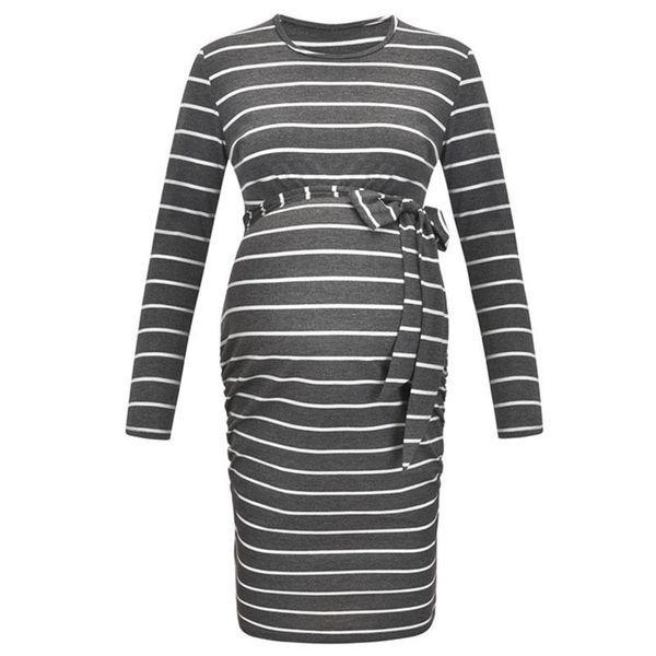 

maternity dresses women short sleeve dress o-neck casual flowing tunic pregnancy clothes high waist pleated elegant charming, White