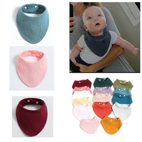 

15 colors baby double cotton bibs infant soft burp cloths feeding lunch bib towel triangle scarf double button newborn scarfs handkerchief