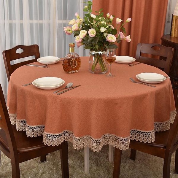 

table cloth chinese-style large round tablecloth fabric orange lace seat modern minimalist chair cover set home
