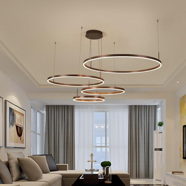 

modern aluminum rring led single round + rgb combined luster iindoor chandelier pendant lamps