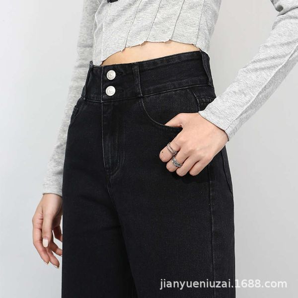 

high waist black women's thin pants elastic pipe pants plus velvet large fat mm autumn and winter, Blue
