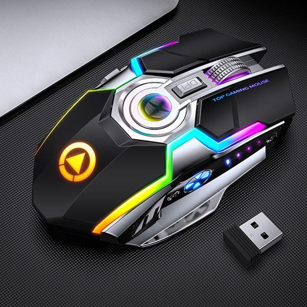 

mice gaming mouse rechargeable wireless silent ergonomic 7 keys rgb backlit 1600 dpi for lapcomputer pro gamer
