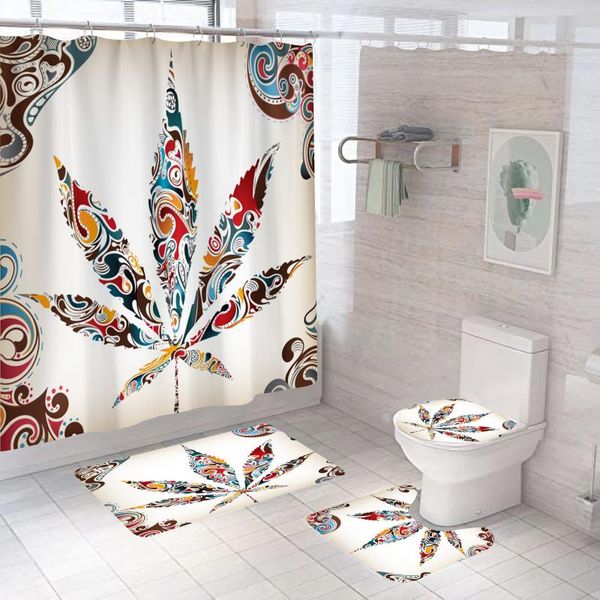 

shower curtains colorful curtain 3d bathroom set fashion pattern bath non slip toilet cover floor and mat rug sets