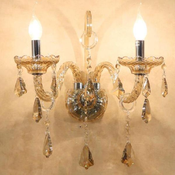 

wall lamps bedside crystal european style led sconces glass candle lighting fixture bedroom aisle stairs cognac