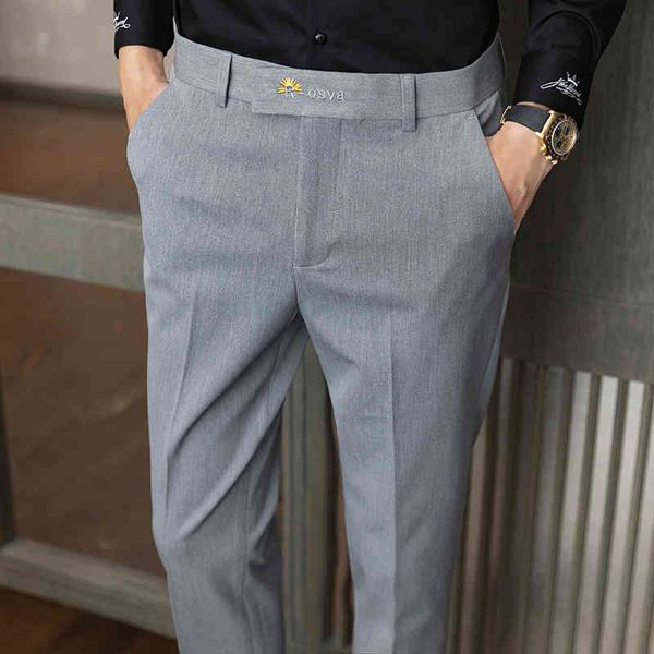 

men's pants slim cut trousers, grey casual pants or black for men, spring h796