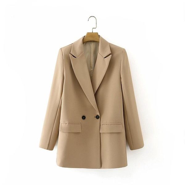 

women's suits & blazers women khaki blazer coat vintage notched collar pocket 2021 fashion female casual chic da02, White;black