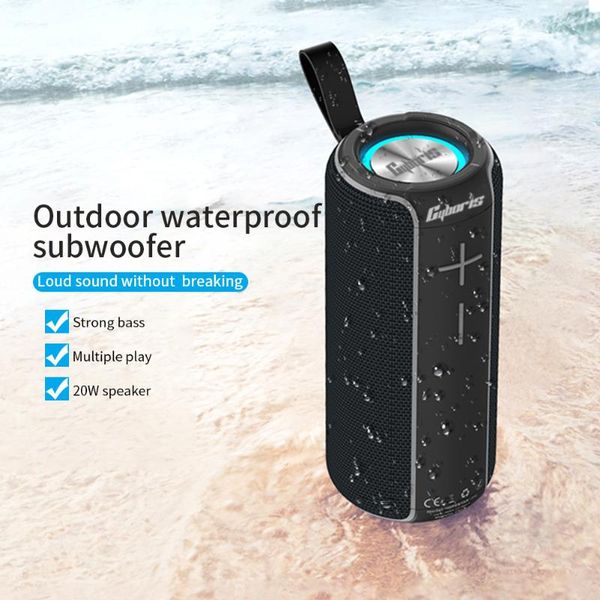 

fabric bluetooth speakers ipx7 waterproof tws 5.0 hi-fi bass outdoor speaker built in mic for camping sports