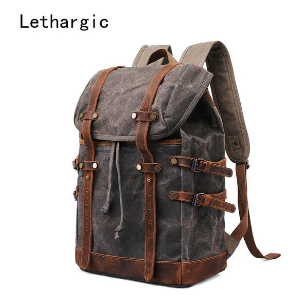 

oil wax rucksack for men mountaineering backpacking backpack crazy horse leather duffel bags