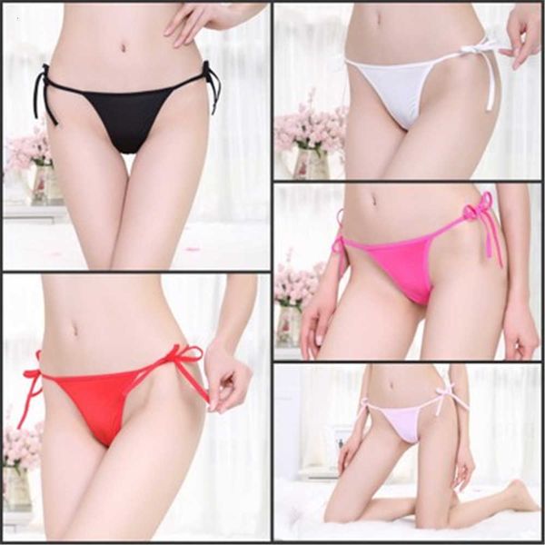 

women's panties lace-up thong, multi-color traceless underwear t4, Black;white