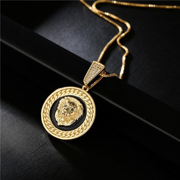 

chains wendyfo arrive street hip-hop punk round lion necklace&pendant for men casual copper gold color male jewelry, Silver