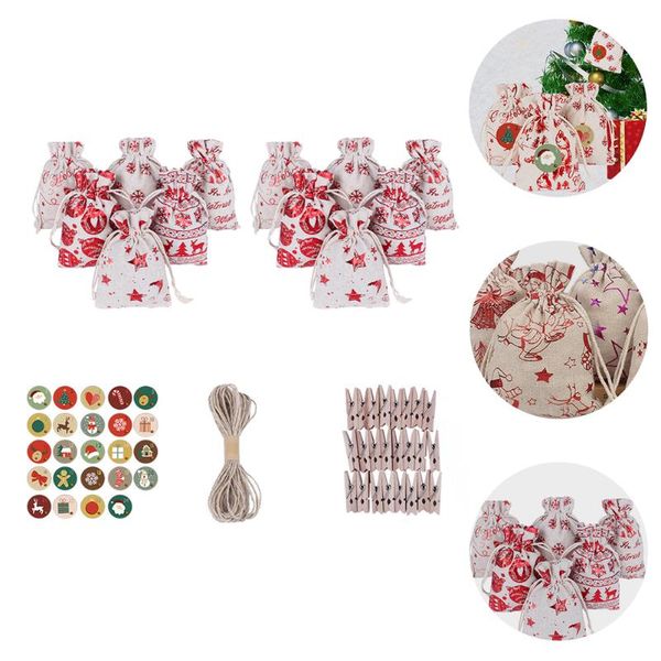

gift wrap 24 sets christmas drawstring bags favor sugar pouches
